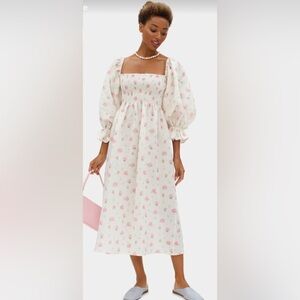 SLEEPER Atlanta Rose Print Linen Dress
